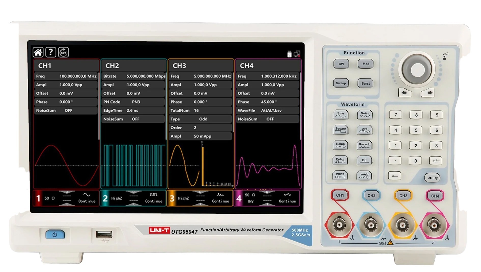 UNI-T UTG9354T 350MHz 4Ch Elite-Series Arbitrary Waveform Generator