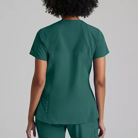 Barco One 5105 Racer 4-Pocket Womens Plus Tall V Neck Short Sleeve Tag Free Stretch Fabric Moisture Wicking Scrub Top, 5x-large, Green thumbnail