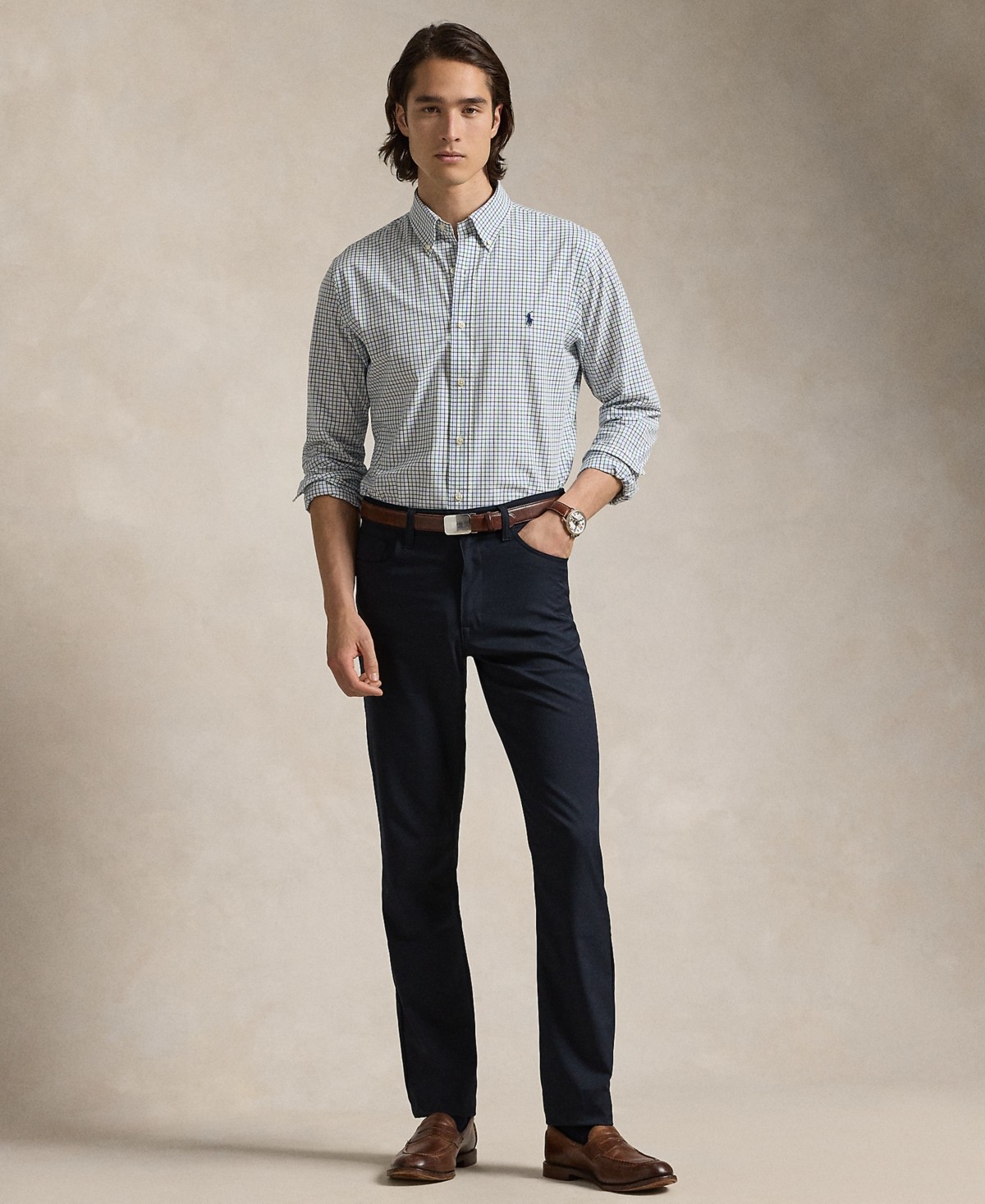 Polo Ralph Lauren Men's Classic-Fit Gingham Stretch Poplin Shirt - 6439B Blue Green Multi thumbnail