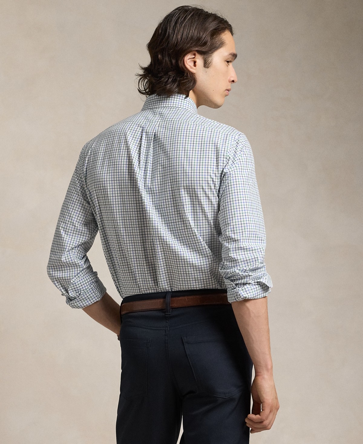 Polo Ralph Lauren Men's Classic-Fit Gingham Stretch Poplin Shirt - 6439B Blue Green Multi thumbnail