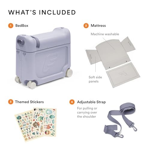 Stokke Jetkids BedBox - Arctic Blue: Carry on Suitcase, Hardside Spinner Wheels, Ultra Lightweight, Removable Strap
