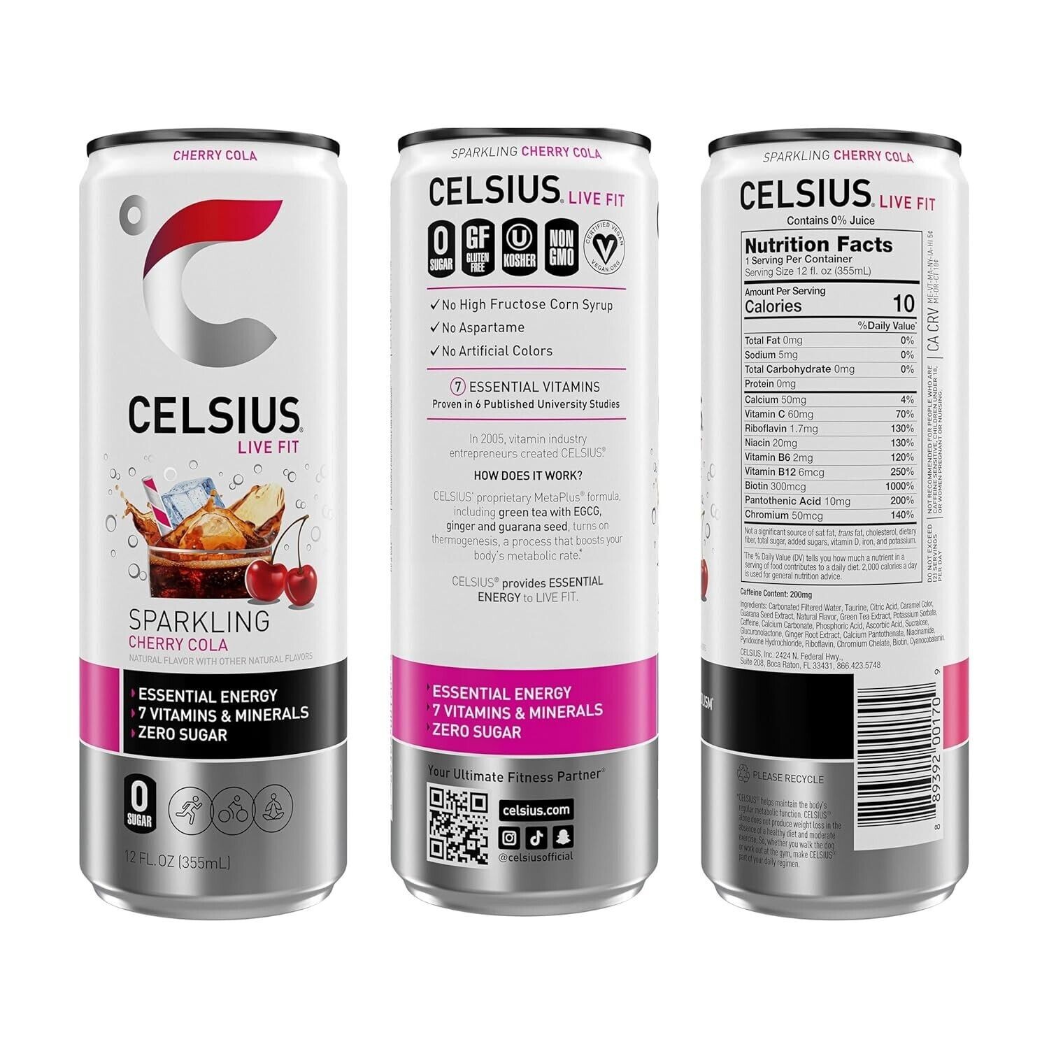 CELSIUS Sparkling Lemon Lime, Functional Essential Energy Drink, 12 Fl Oz (Pack thumbnail