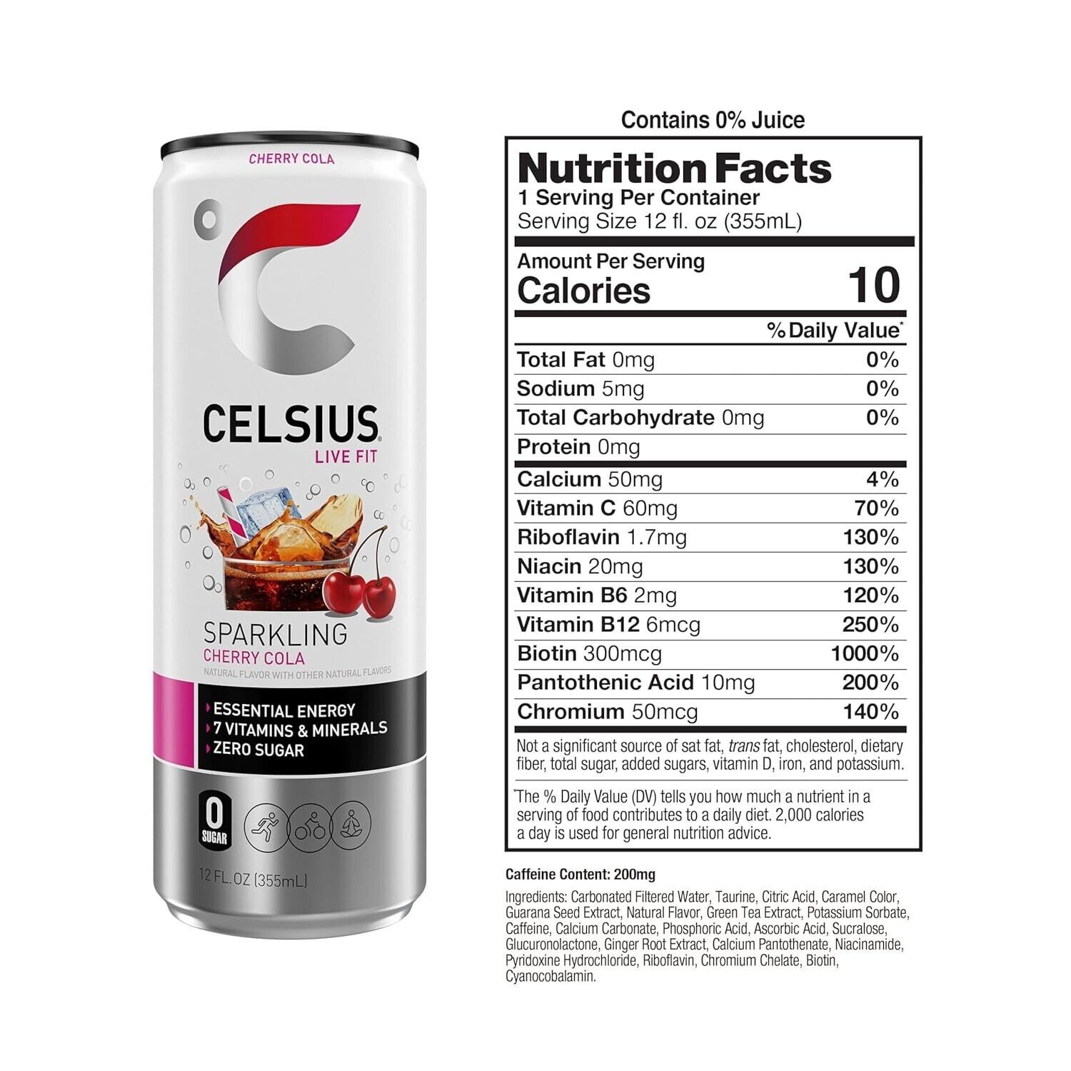 CELSIUS Sparkling Lemon Lime, Functional Essential Energy Drink, 12 Fl Oz (Pack thumbnail