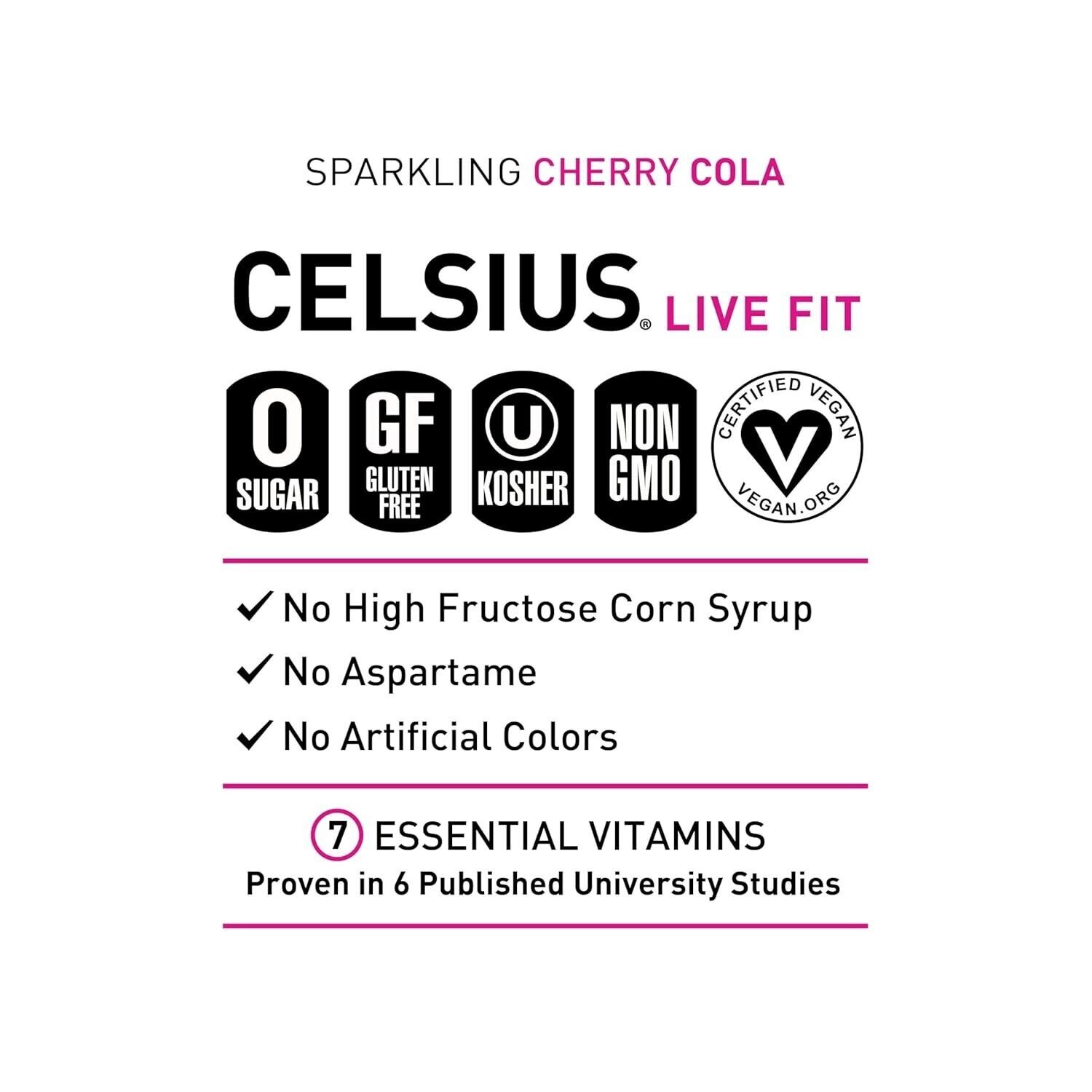 CELSIUS Sparkling Lemon Lime, Functional Essential Energy Drink, 12 Fl Oz (Pack thumbnail