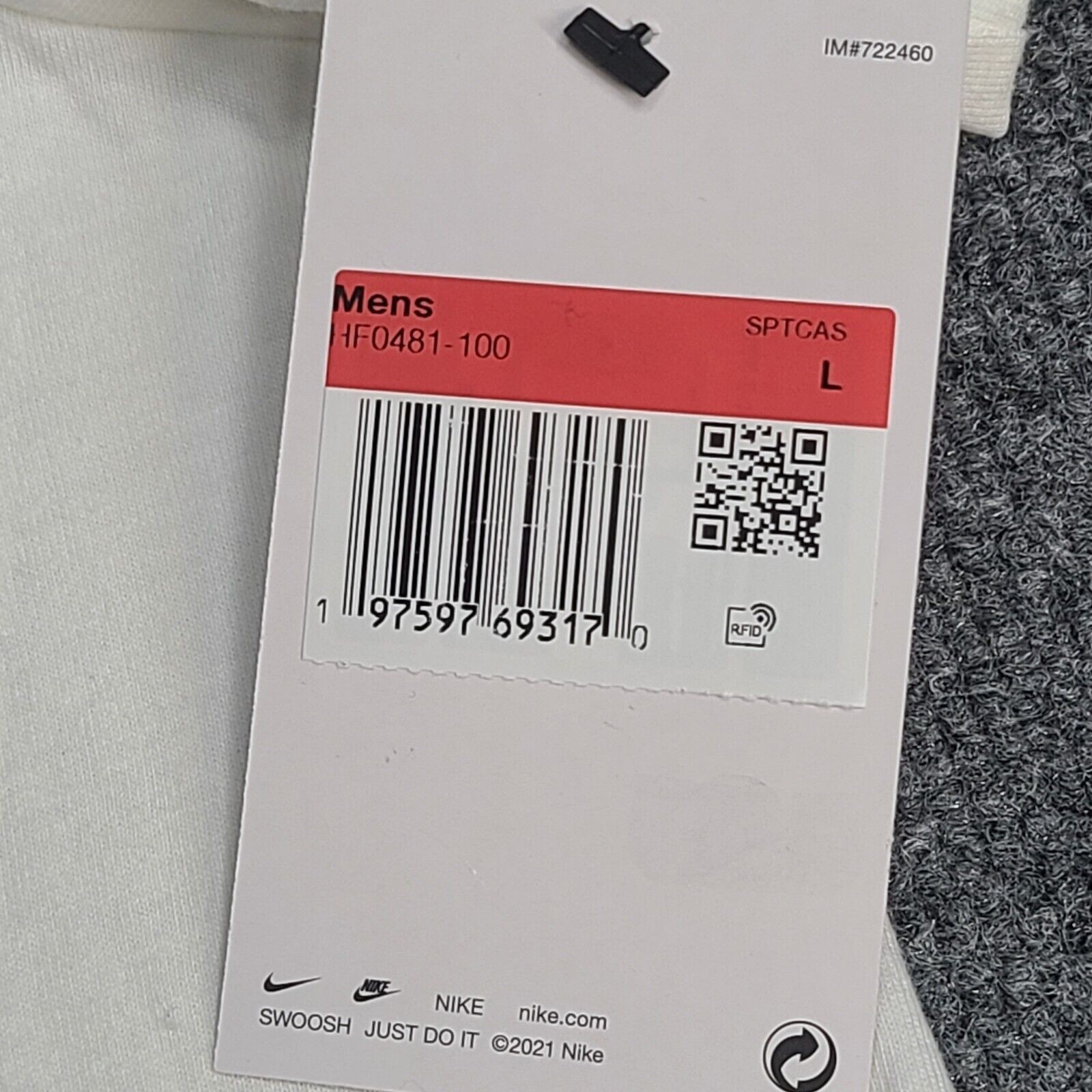 Nike Shirt Mens Large White Orange Swoosh Running Sportswear Cotton New Tee 65 thumbnail