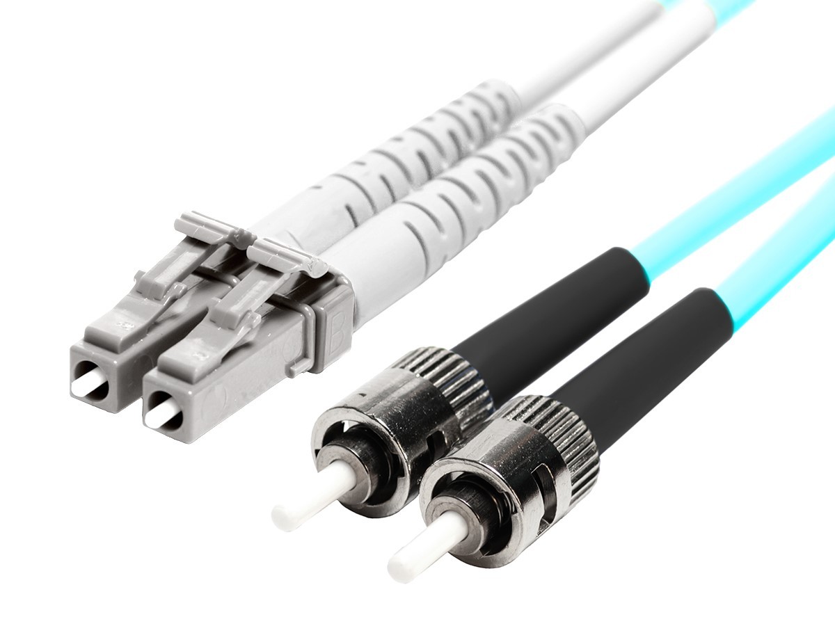 Multi-mode Om3 Fiber Optic Cable - Lc-st Ul 2mm 50/125 Ofnr Duplex Aqu