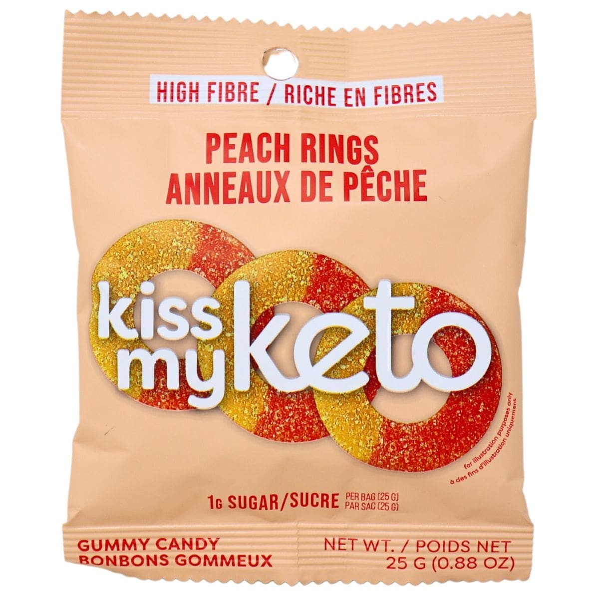 Kiss My Keto Gummy Candy Peach Rings, 25g