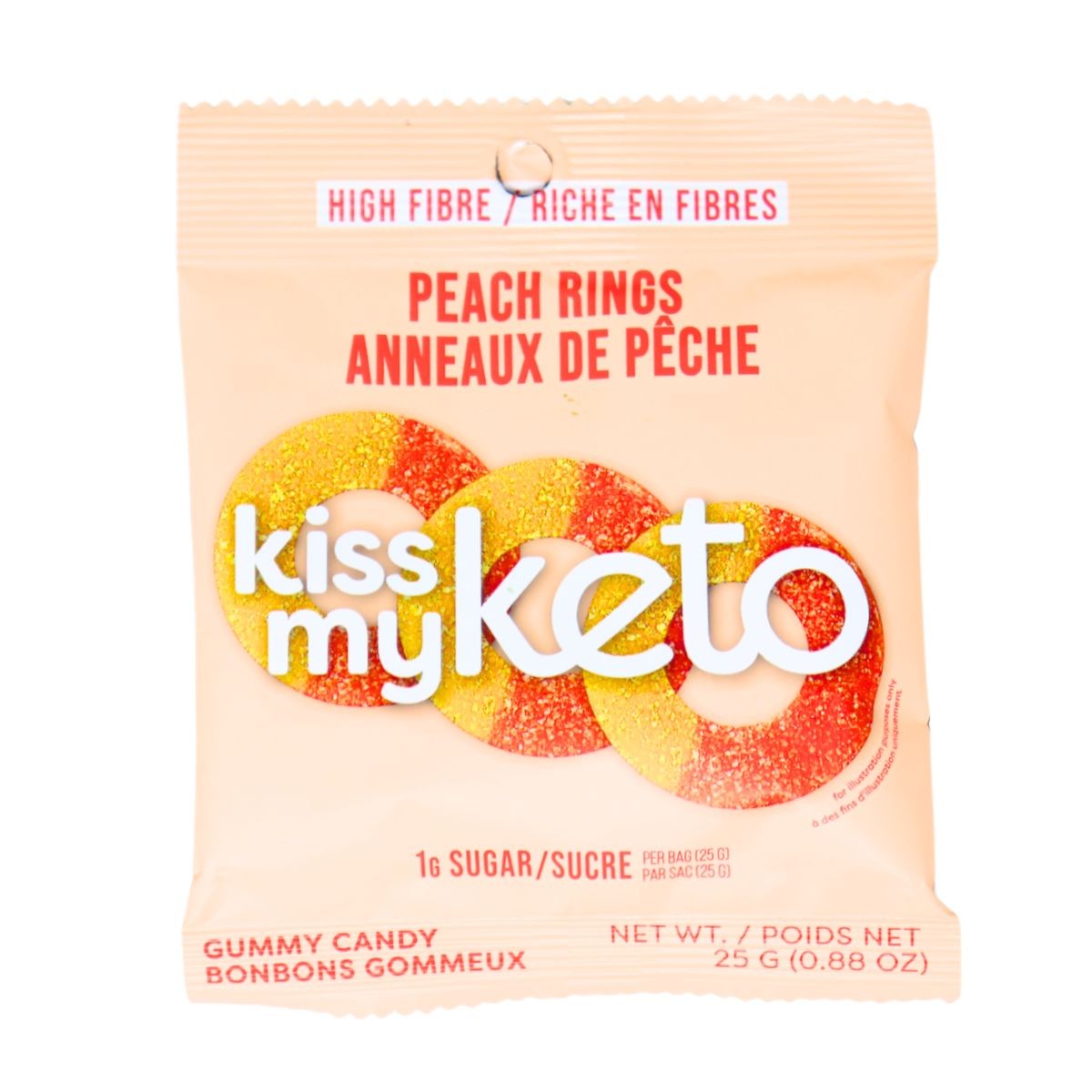 Kiss My Keto Gummy Candy Peach Rings, 25g thumbnail