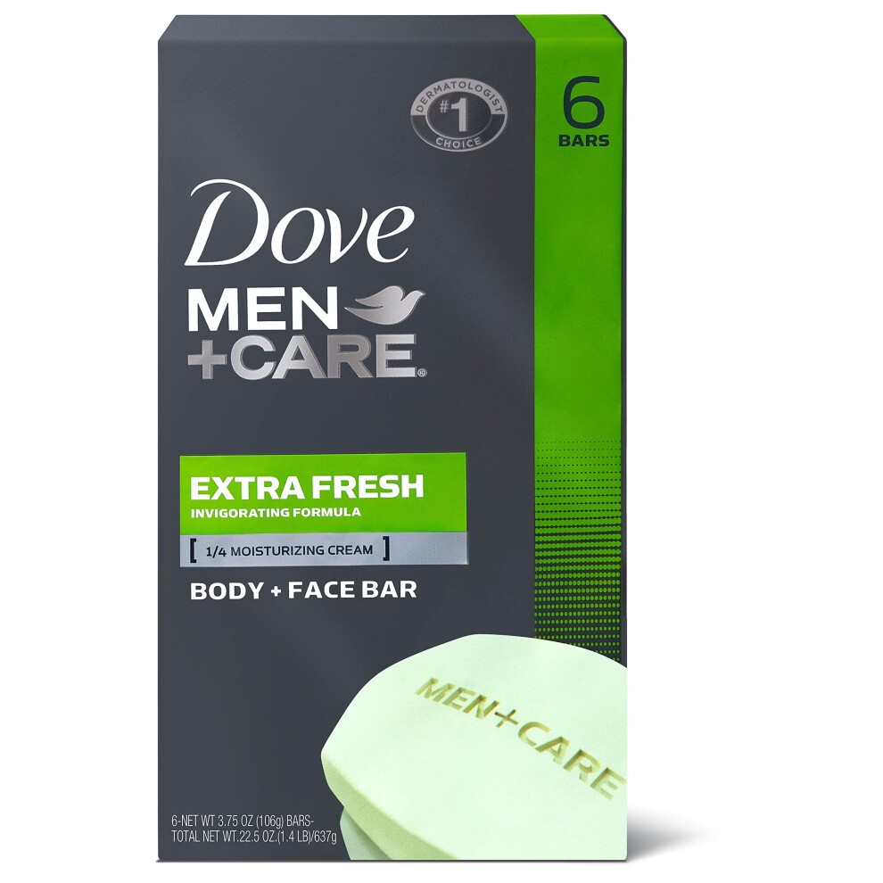 Dove Men+Care 3 in 1 Bar for Body, Face, and Shaving to Clean and Hydrate Skin Extra Fresh Body and Facial Cleanser More Moisturizing Than Bar Soap 3
