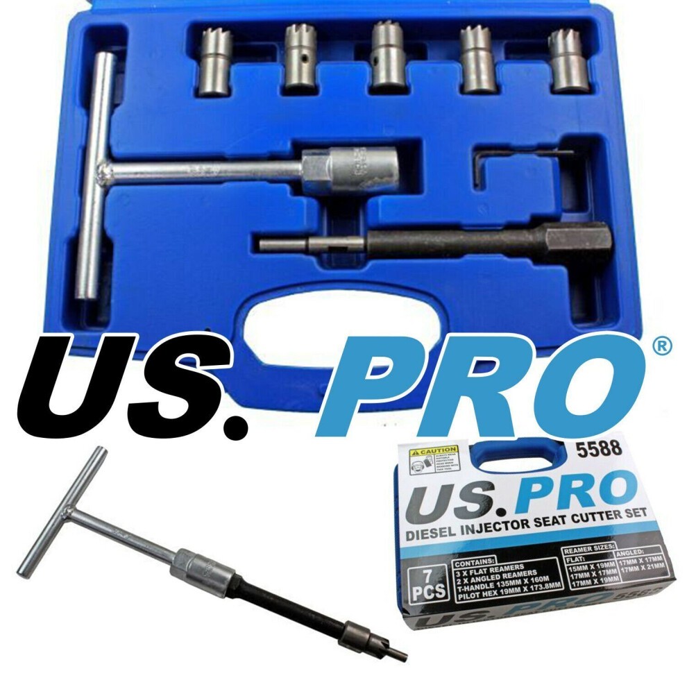 US PRO Tools 7pc Diesel Engine Injector Seat Cutter  Cutting Tool Pilot Key 5588