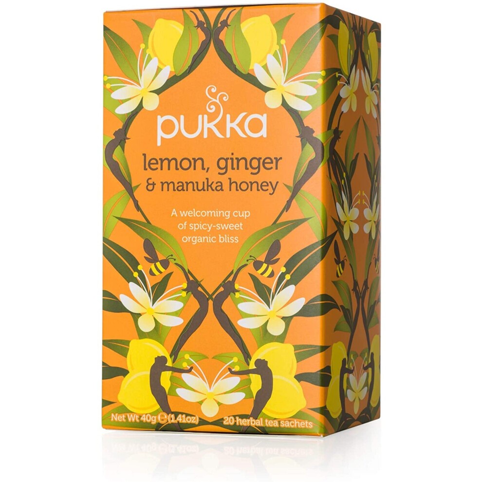 Pukka Organic Tea, Lemon, Ginger and Manuka Honey, 20 Count (Pack of 6) by Pukka Organic Tea