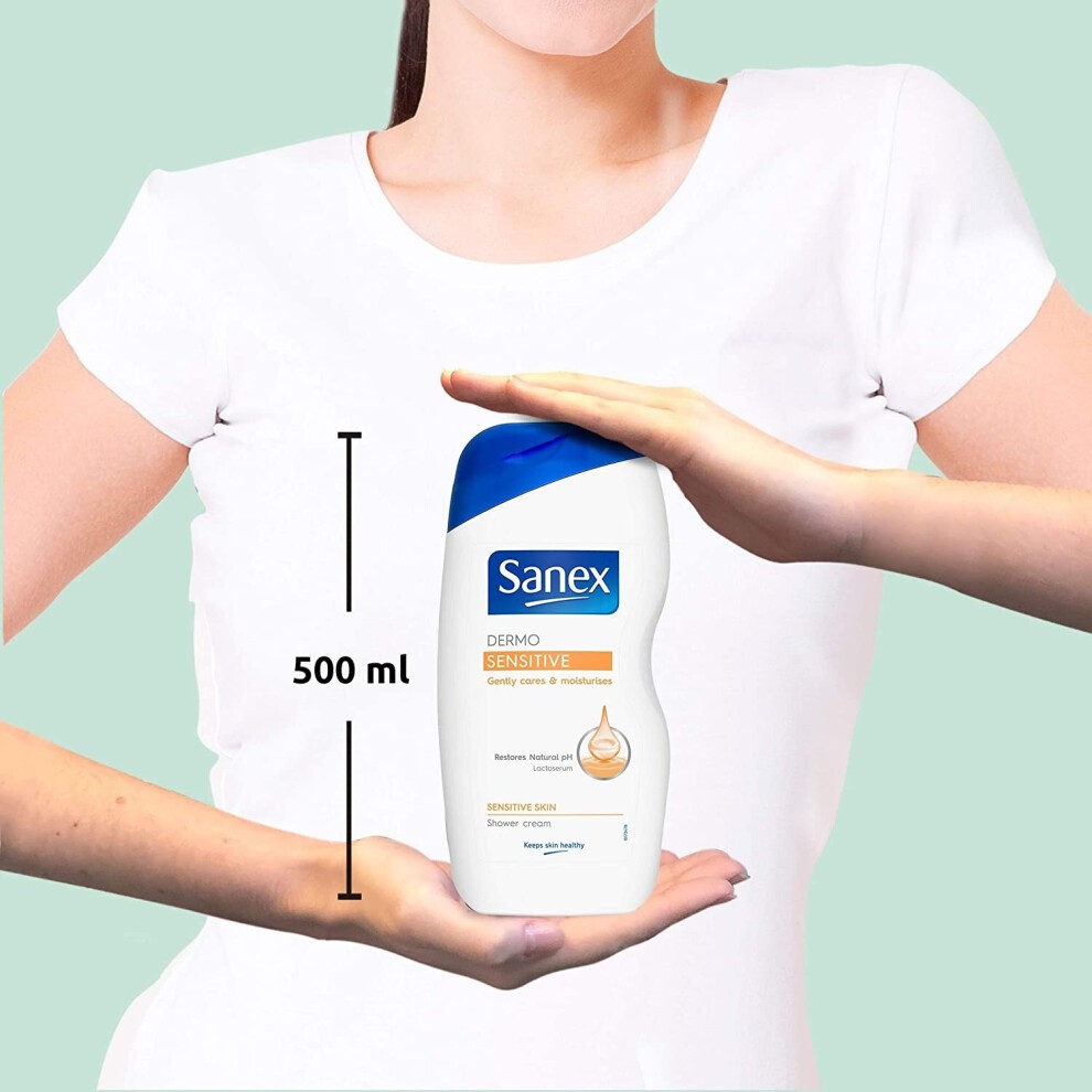 Sanex Dermo Sensitive Shower Gel 500 Ml Pack of 6, Cream Body Wash for Sensitive Skin, Natural Moisture Balance (6 X 500 Ml) thumbnail
