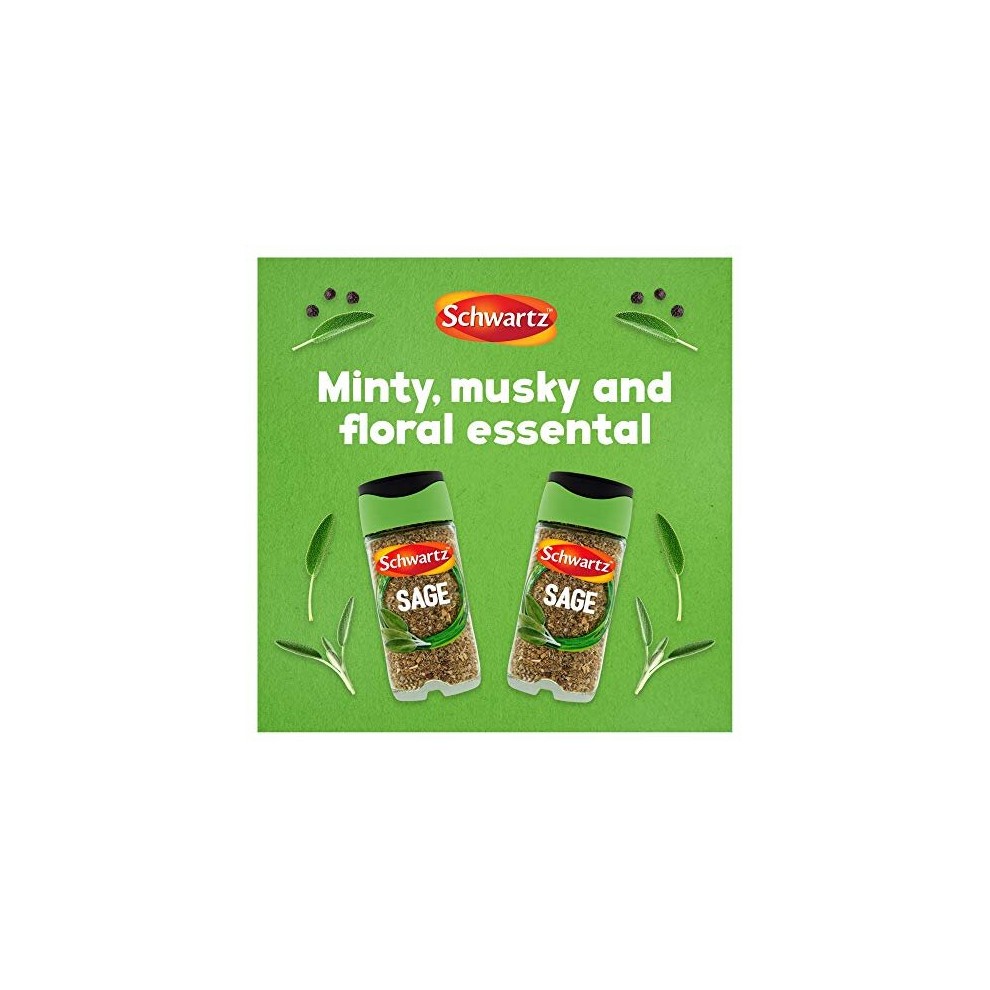 Schwartz Sage 10 G Jar, Pack of 6, Minty, Musky & Floral Essential, Bring Out the Flavour of Pork, Poultry and Vegetable Dishes thumbnail