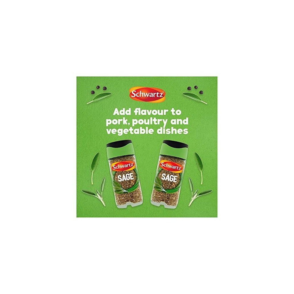 Schwartz Sage 10 G Jar, Pack of 6, Minty, Musky & Floral Essential, Bring Out the Flavour of Pork, Poultry and Vegetable Dishes thumbnail