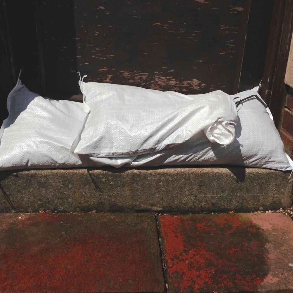 (1000, White) Hessian & Woven Polypropylene Sandbag Sacks Flood Defence White Black Green thumbnail