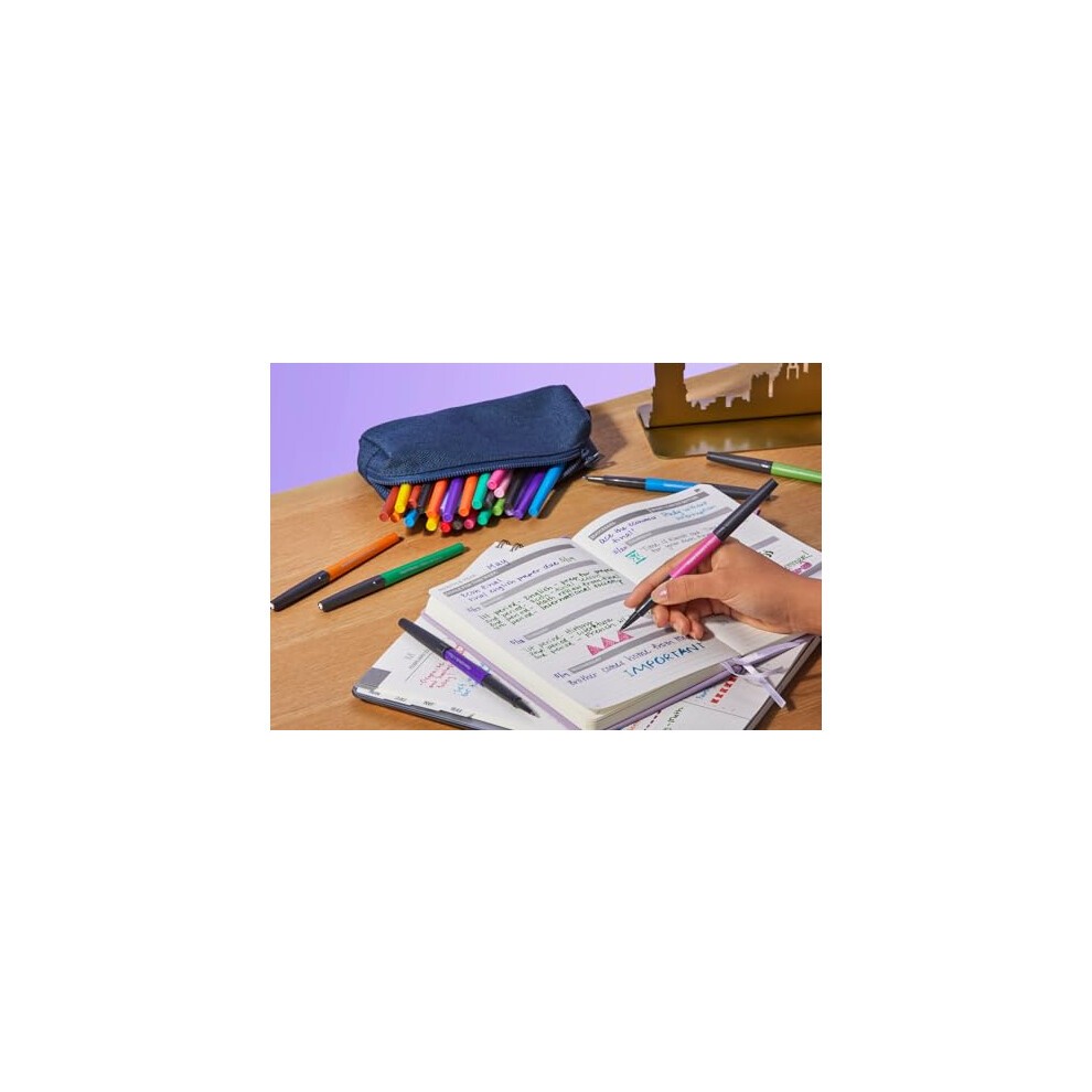 Flair Metallic Glitter Felt Tip Pens - Medium Point 1.0mm - Pack of 12 - Assorted Glittery Shiny Colours thumbnail