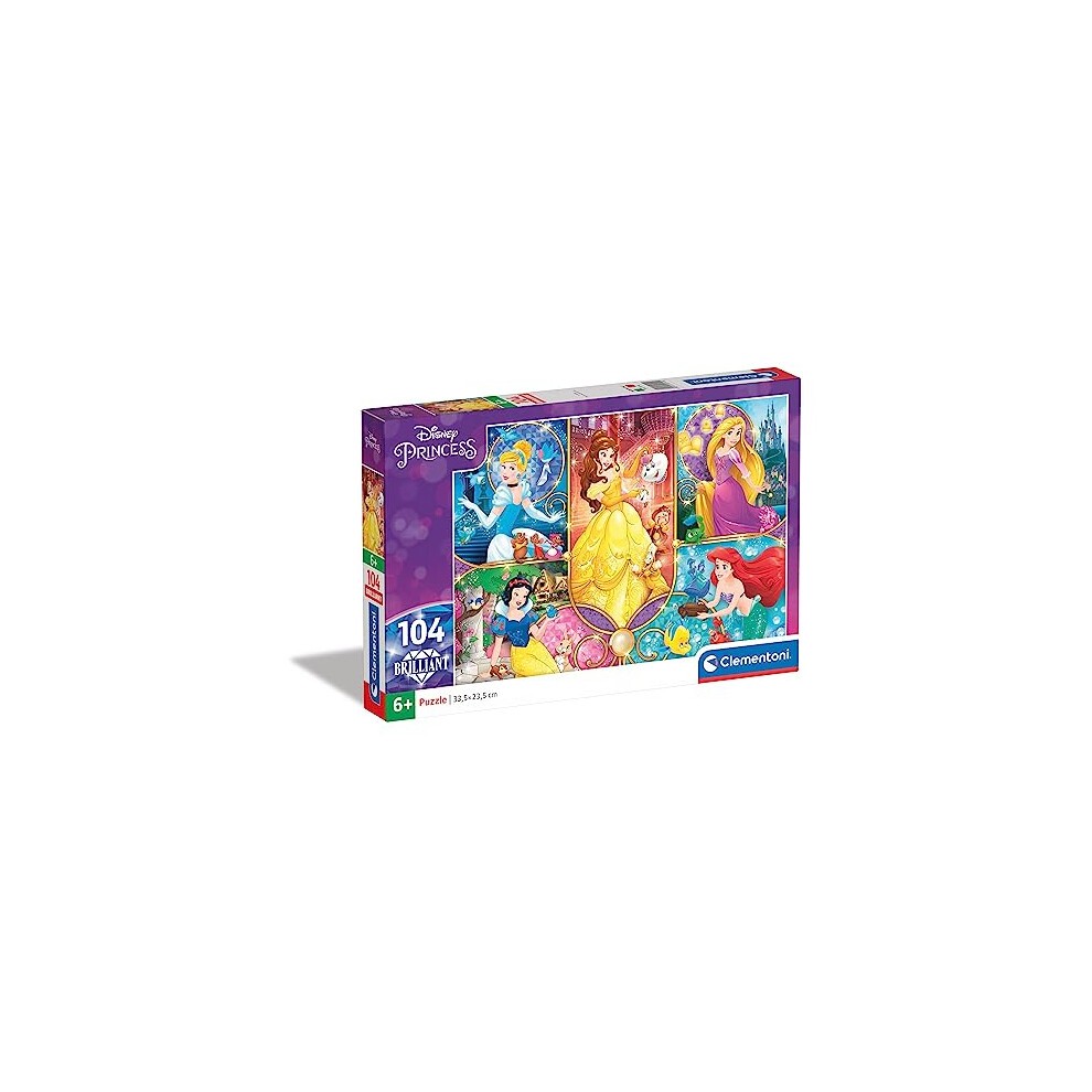 Clementoni 20140.2 Disney Princess Clementoni-20140-Brilliant Puzzle-Princess-104 Pieces, 6 (EU)