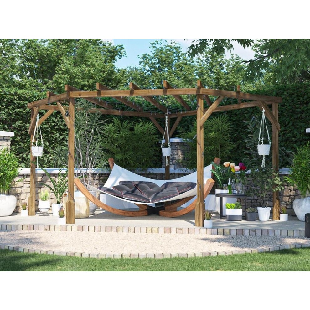 Dunster House Wooden Corner Pergola Kit 3M X 3M Utopia Diamond, Brown