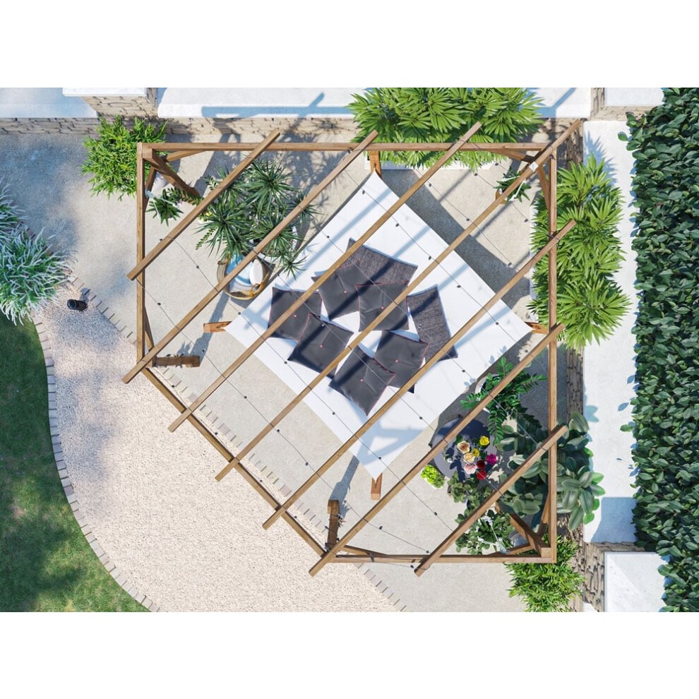 Dunster House Wooden Corner Pergola Kit 3M X 3M Utopia Diamond, Brown thumbnail
