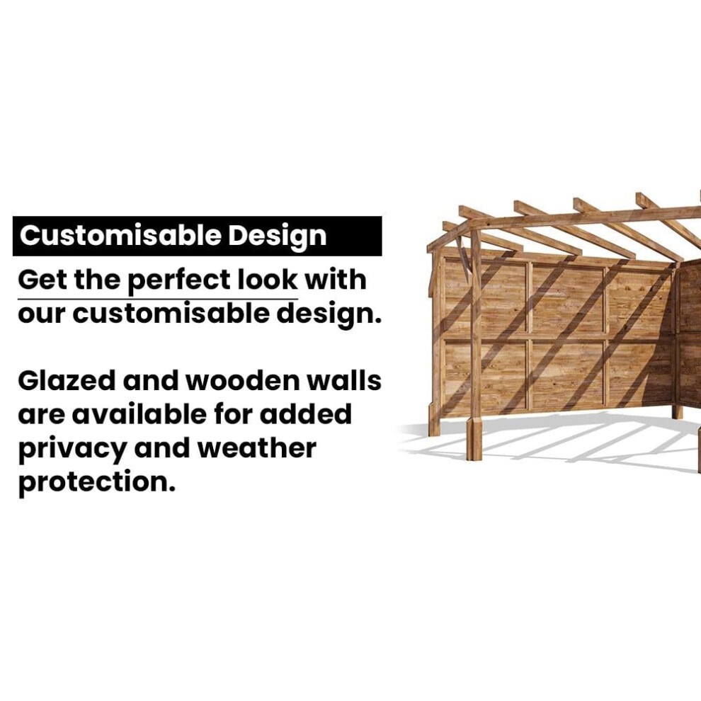 Dunster House Wooden Corner Pergola Kit 3M X 3M Utopia Diamond, Brown thumbnail