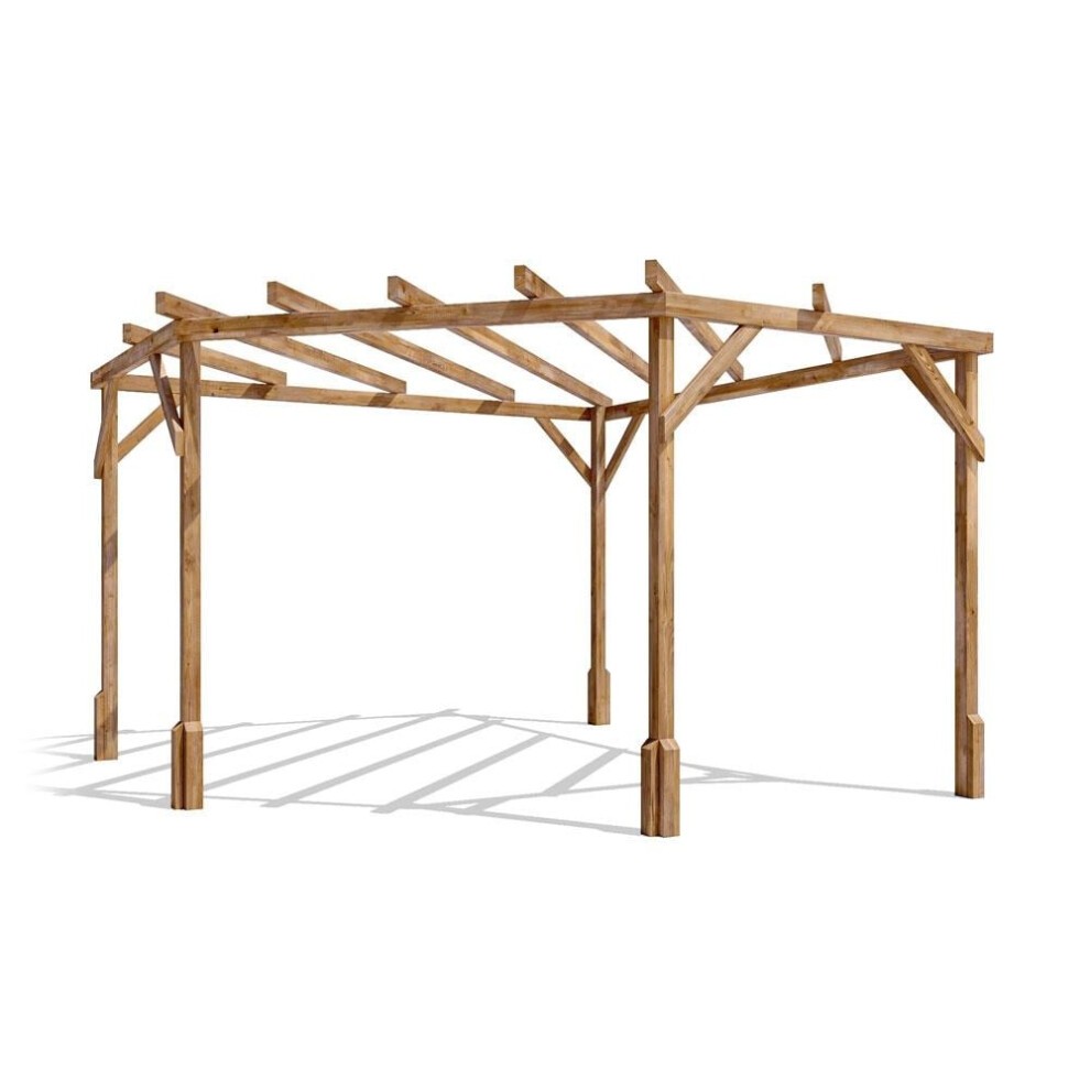 Dunster House Wooden Corner Pergola Kit 3M X 3M Utopia Diamond, Brown thumbnail