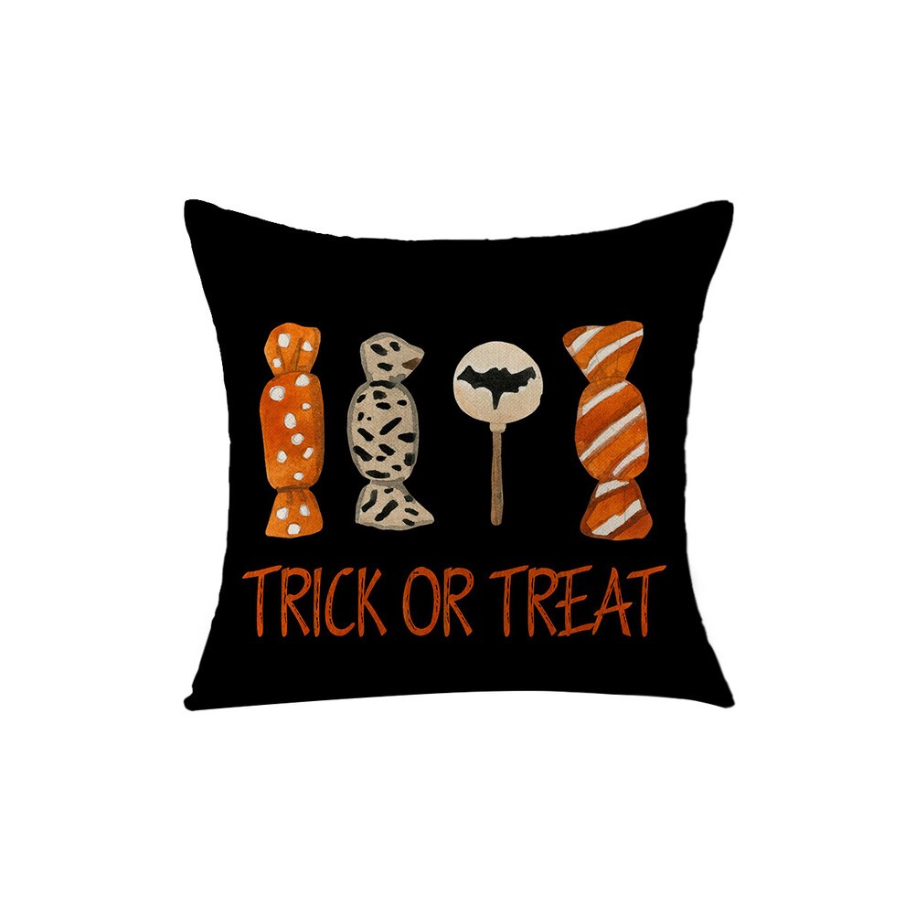 (50x50cm Linen, 7263) 2024 New Linen Halloween Fall Cushion Cover 18Inch Trick or Treat Farm