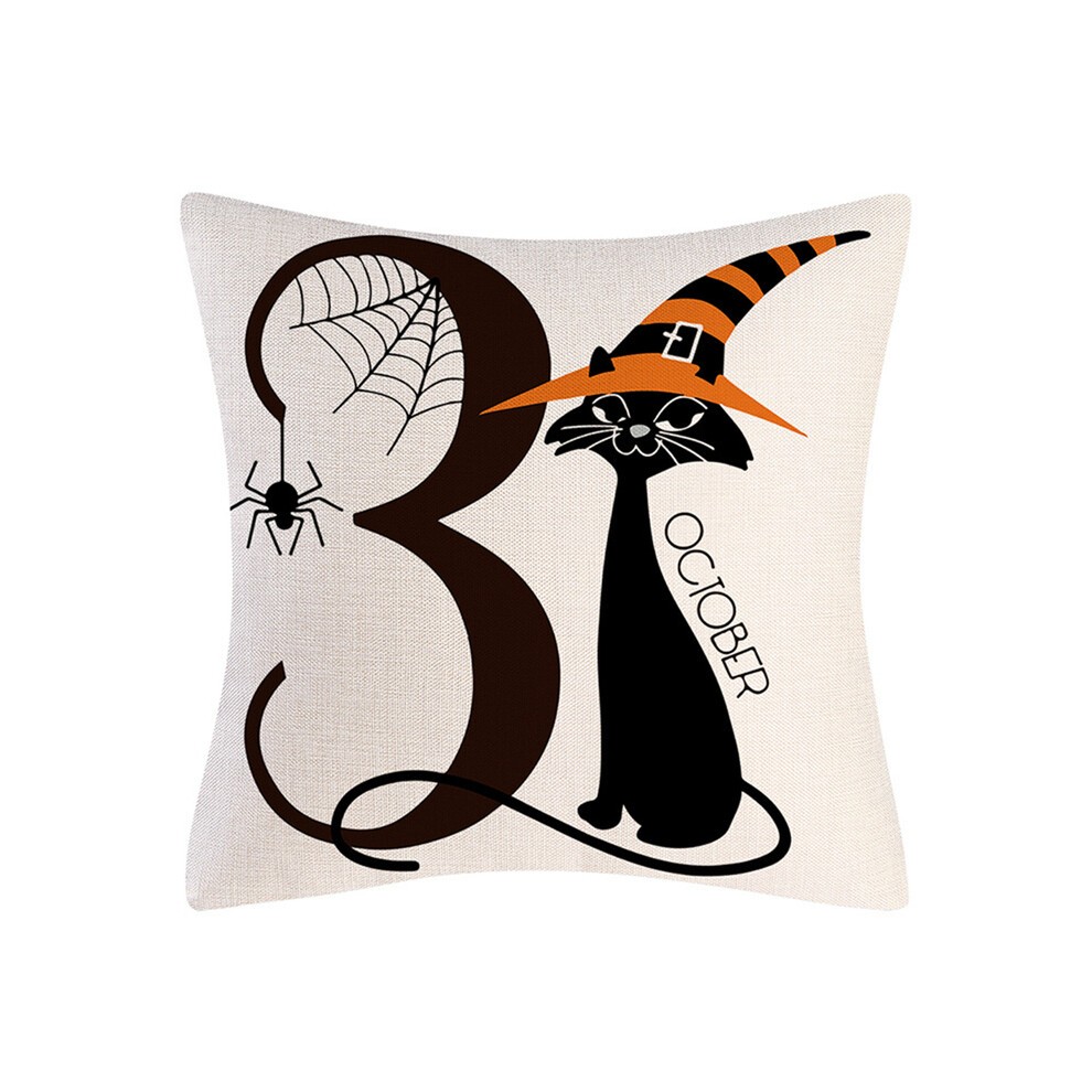 (60x60cm Linen, 7263) 2024 New Linen Halloween Fall Cushion Cover 18Inch Trick or Treat Farm thumbnail