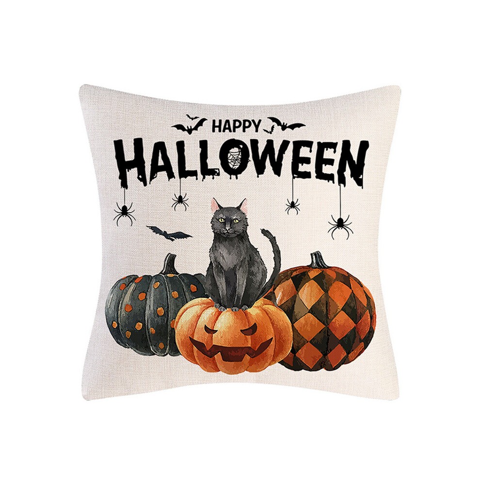 (60x60cm Linen, 7263) 2024 New Linen Halloween Fall Cushion Cover 18Inch Trick or Treat Farm thumbnail
