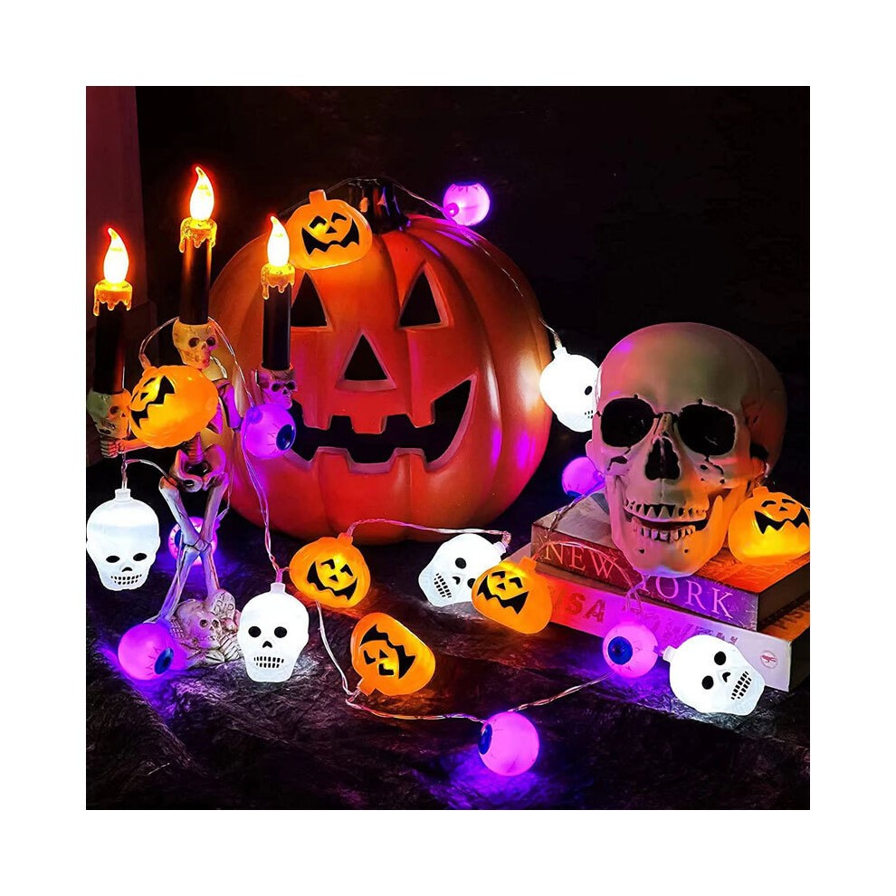(1.5M 10Led, Mix Style B) 2024 Halloween Pumpkin Ghost Skeletons Bat LED Light String Festival H