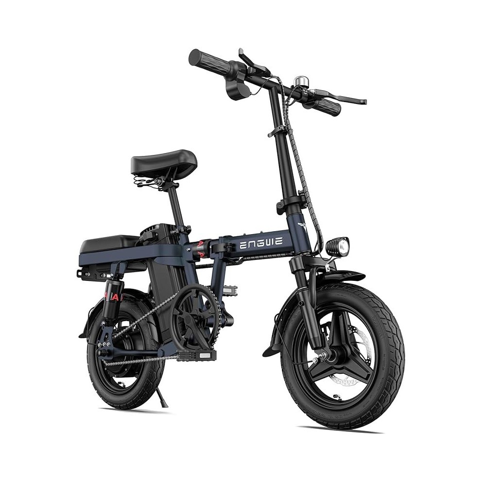 (BLUE) ENGWE T14 Folding Electric Bike 14'' Tires Portable E-bike, 48V 10Ah Removable Battery, 25 Km/h Speed for Range of 30-70 Km, City E-Bike for Ad