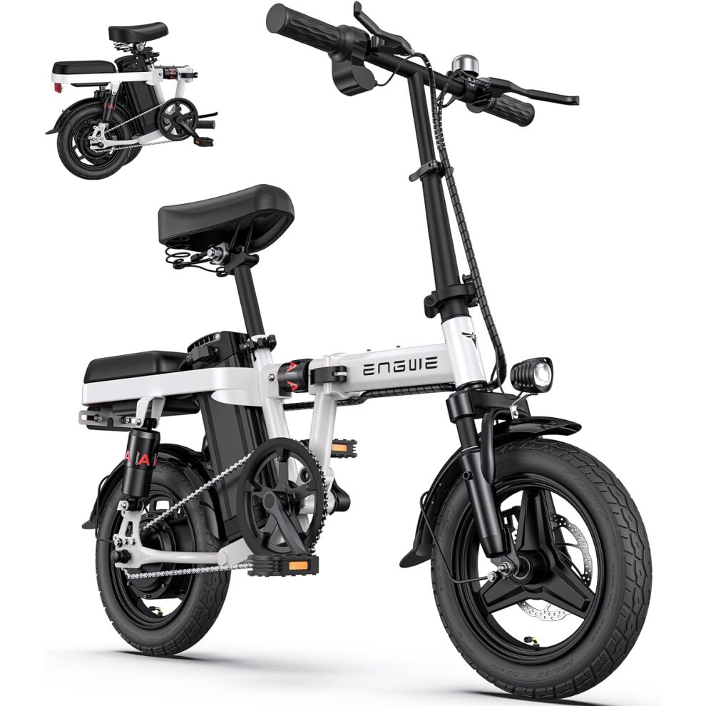 (BLUE) ENGWE T14 Folding Electric Bike 14'' Tires Portable E-bike, 48V 10Ah Removable Battery, 25 Km/h Speed for Range of 30-70 Km, City E-Bike for Ad thumbnail