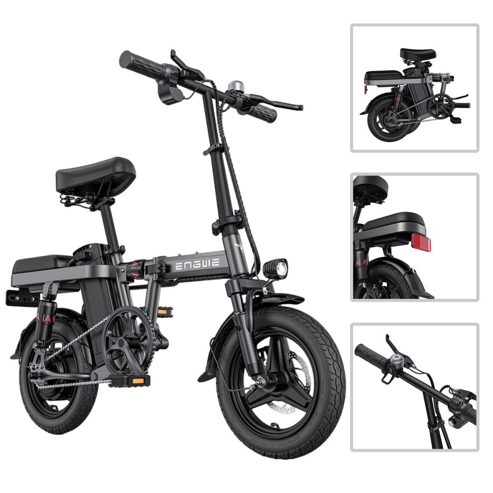 (BLUE) ENGWE T14 Folding Electric Bike 14'' Tires Portable E-bike, 48V 10Ah Removable Battery, 25 Km/h Speed for Range of 30-70 Km, City E-Bike for Ad thumbnail