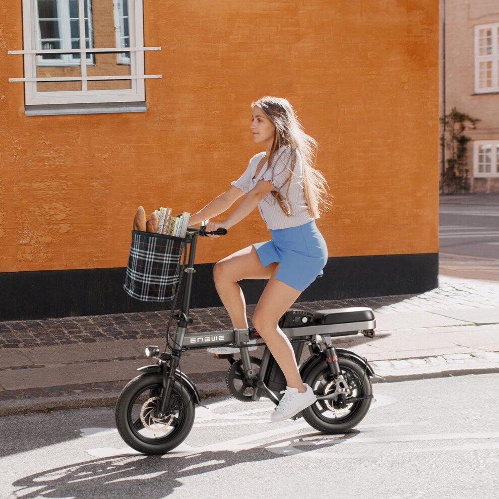(ORANGE) ENGWE T14 Folding Electric Bike 14'' Tires Portable E-bike, 48V 10Ah Removable Battery, 25 Km/h Speed for Range of 30-70 Km, City E-Bike for thumbnail
