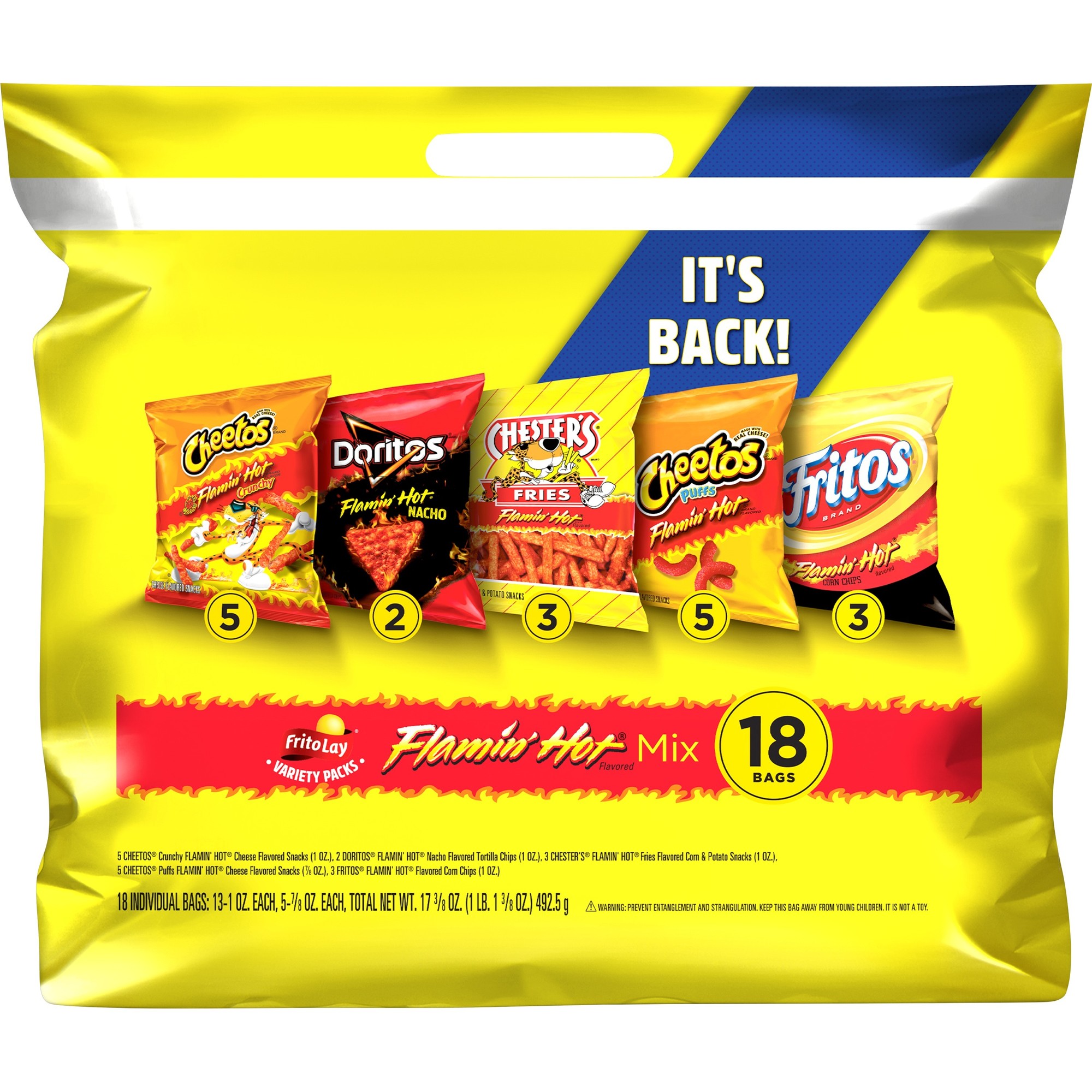 Frito-Lay Flamin  Hot Mix Snacks Variety Pack  18 Count (Assortment May Vary)