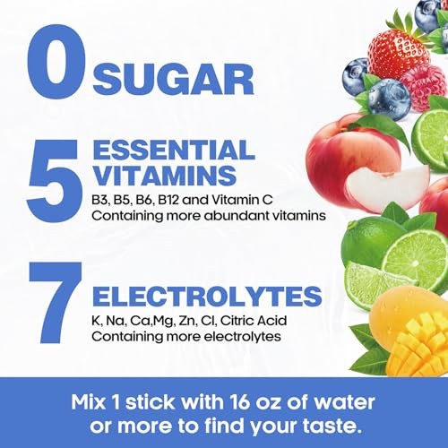 Venture Pal Sugar Free Electrolyte Powder Packets - Liquid Daily IV Hydration Packets | Electrolytes Drink Mix with 5 Vitamins & 7 Electrolytes | Keto thumbnail