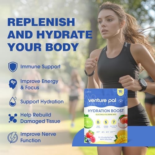 Venture Pal Sugar Free Electrolyte Powder Packets - Liquid Daily IV Hydration Packets | Electrolytes Drink Mix with 5 Vitamins & 7 Electrolytes | Keto thumbnail