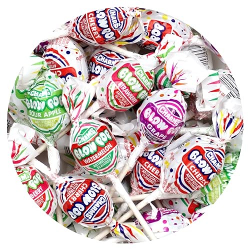 Charms Blow Pops  5lb Bulk Bag (Approx 115)  Assorted Fruit Flavored Bubble Gum Filled Lollipops  Individually Wrapped Bulk Hard Candy  the Hampton Po
