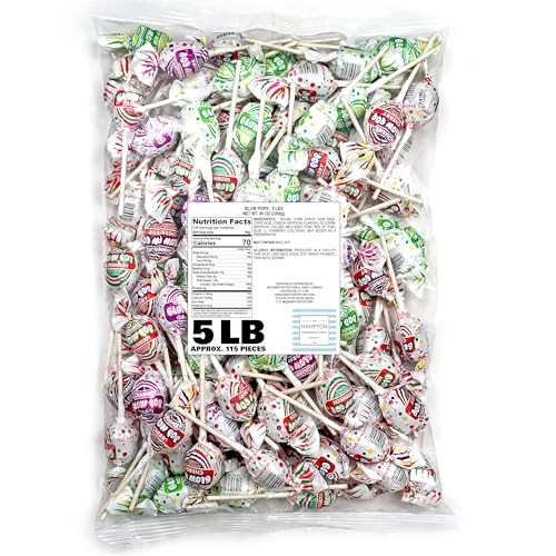 Charms Blow Pops  5lb Bulk Bag (Approx 115)  Assorted Fruit Flavored Bubble Gum Filled Lollipops  Individually Wrapped Bulk Hard Candy  the Hampton Po thumbnail