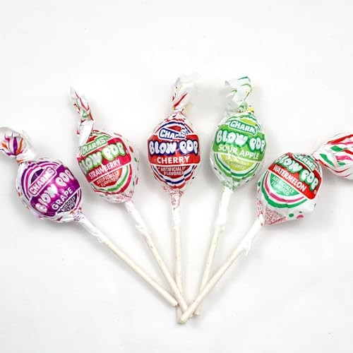 Charms Blow Pops  5lb Bulk Bag (Approx 115)  Assorted Fruit Flavored Bubble Gum Filled Lollipops  Individually Wrapped Bulk Hard Candy  the Hampton Po thumbnail