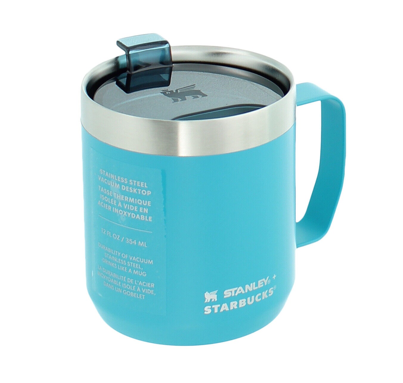 Starbucks Stanley Coffee Mug Cup, Stainless Steel Vacuum Camp Cup,  12 Oz. Blue
