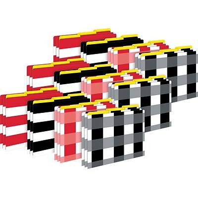 Barker Creek Buffalo Plaid & Wide Stripes File Folder, 1/3-Cut Tab, Letter Size, Assorted, 36/Set (4 | Quill