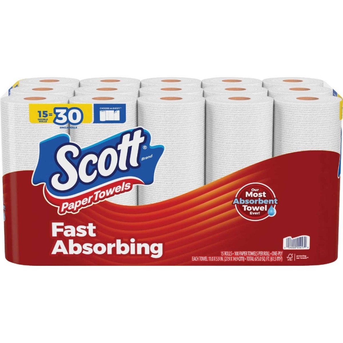 Scott KCC55417CT Double Roll Paper Towels - 15 per Pack - Case of 2