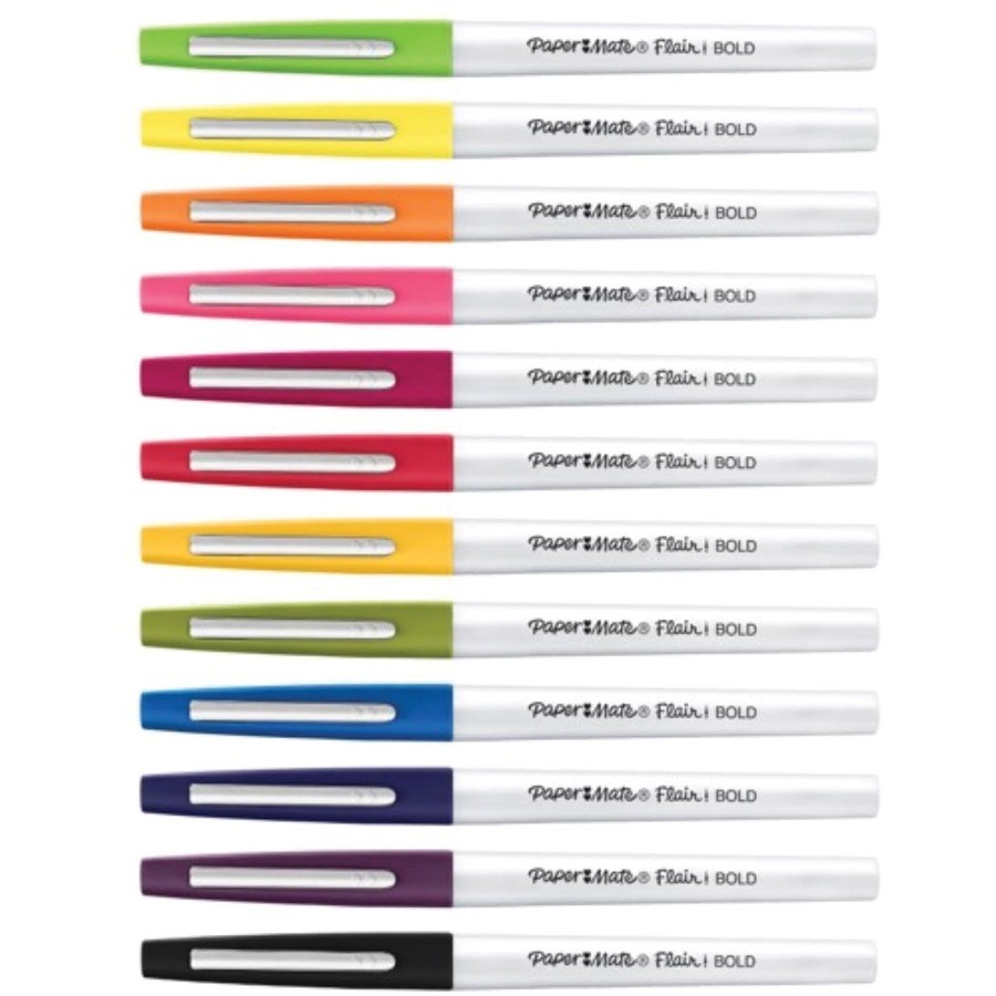 Paper Mate Flair Felt Tip Pens - Bold Point, Assorted Color - Pack of 12