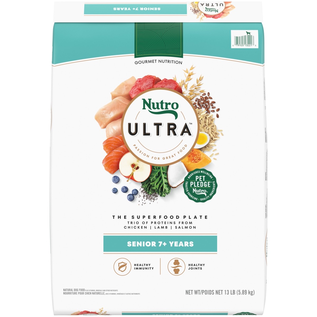 Nutro Ultra Senior Dry Dog Food with a Trio of Proteins from Chicken  Lamb and Salmon  13 Lb Bag