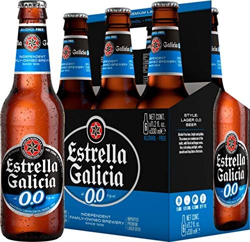 [Pack of 6] Estrella Galicia 0.0% NA Non Alcoholic Beer, Water from a Coruña -12 Fl Oz