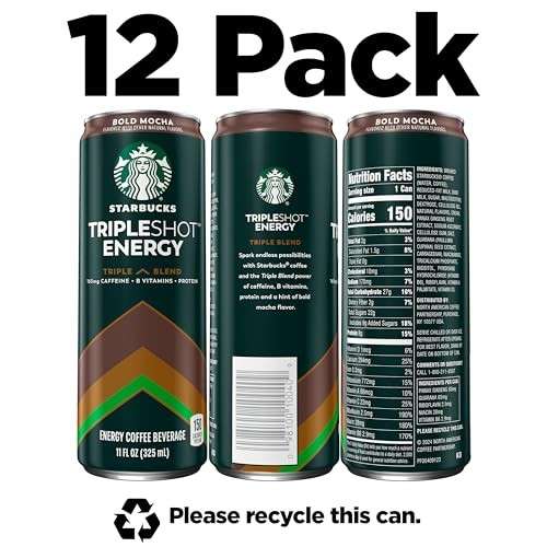 Starbucks Tripleshot Coffee Energy Drink  Mocha Flavor  11 Fl Oz Cans (12 Pack)  Triple Blend  165mg Caffeine  B Vitamins  Protein  Iced Coffee thumbnail