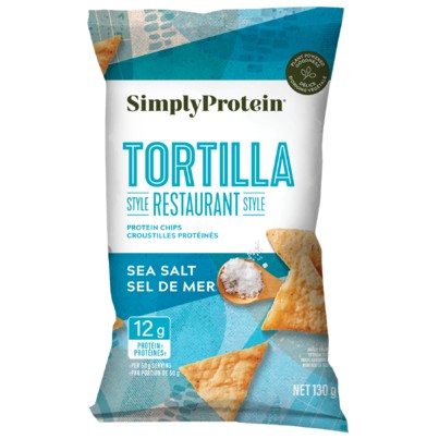 Simply Protein Restaurant-Style Protein Tortilla Chips Sea Salt, 130g