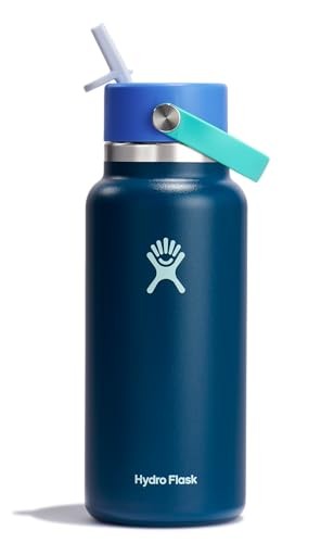 Hydro Flask 32oz Wide Mouth Flex Straw Water Bottle Winter Night: Vacuum-Insulated, Leakproof, Dishwasher-Safe