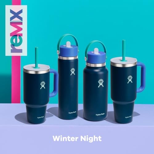 Hydro Flask 32oz Wide Mouth Flex Straw Water Bottle Winter Night: Vacuum-Insulated, Leakproof, Dishwasher-Safe
