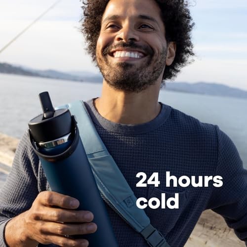 Hydro Flask 32oz Wide Mouth Flex Straw Water Bottle Winter Night: Vacuum-Insulated, Leakproof, Dishwasher-Safe